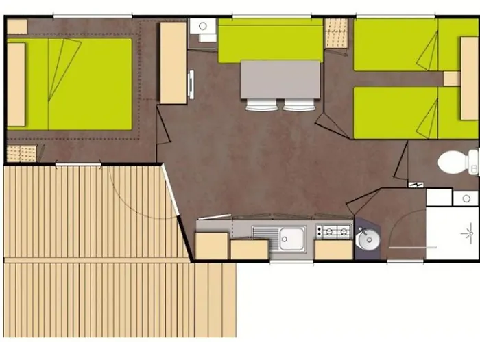 Mobile-home 4 Pers, Salon De Jardin, Barbecue - Api-1-52-1356 *